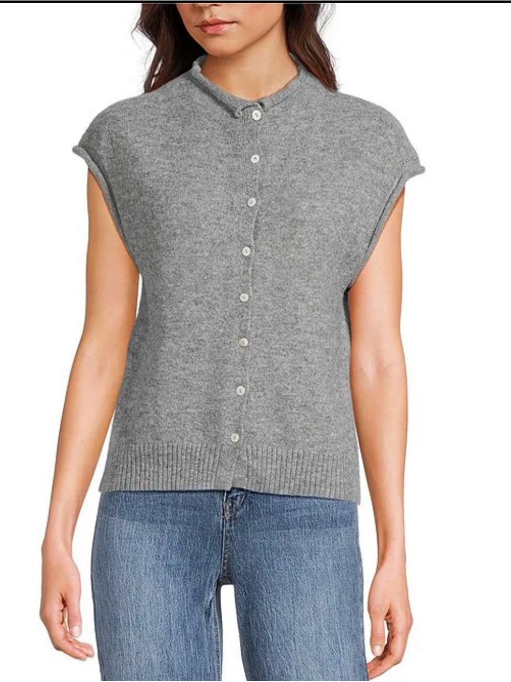 Things Between Solid Gray Cardigan Vest size Small